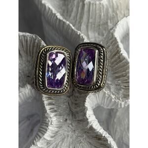 925 Sterling Silver Amethyst Clip-On Earrings
